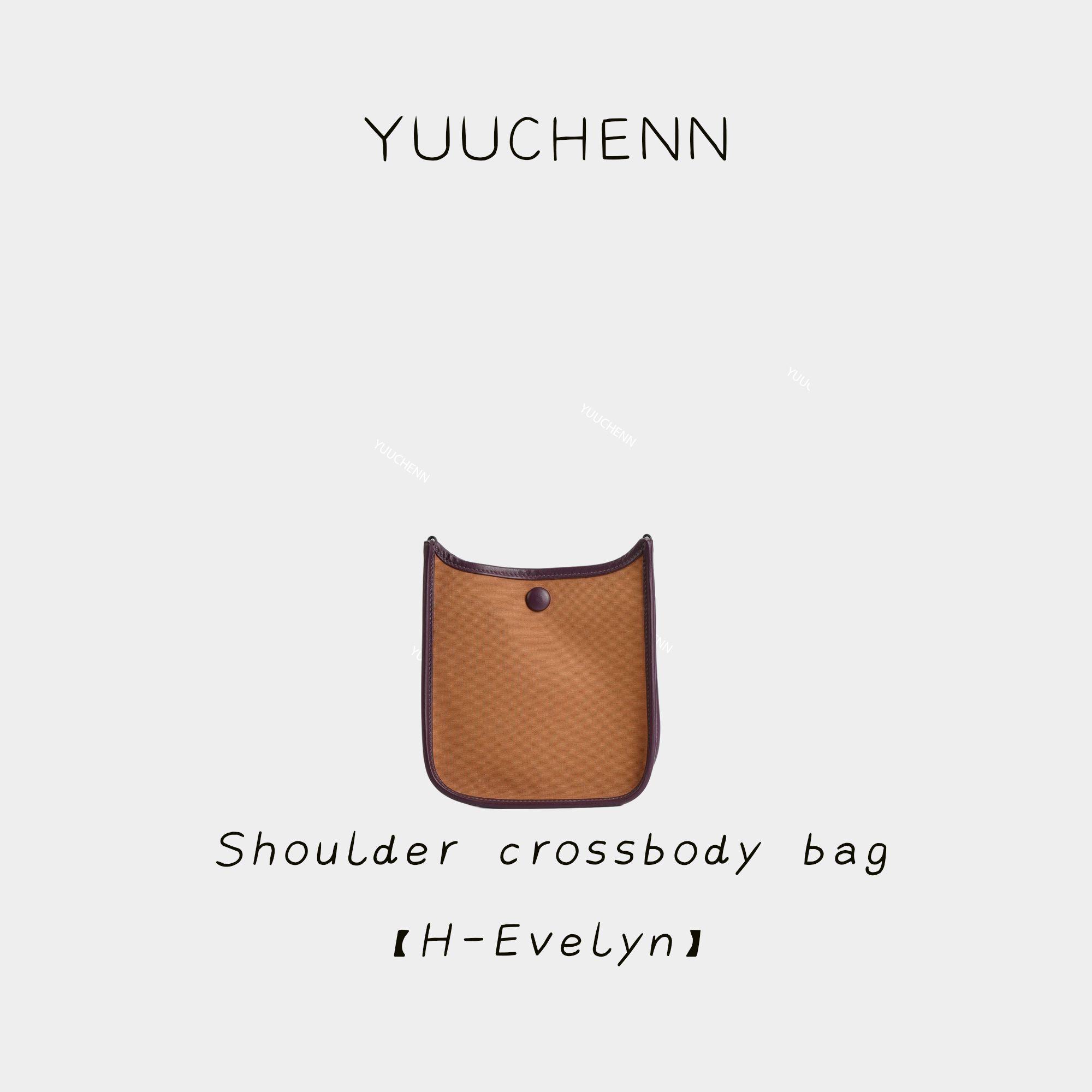YUUCHENN【H-Evelyn】刺绣拼头层牛皮 沙丘黄 单肩斜挎包 HH6883