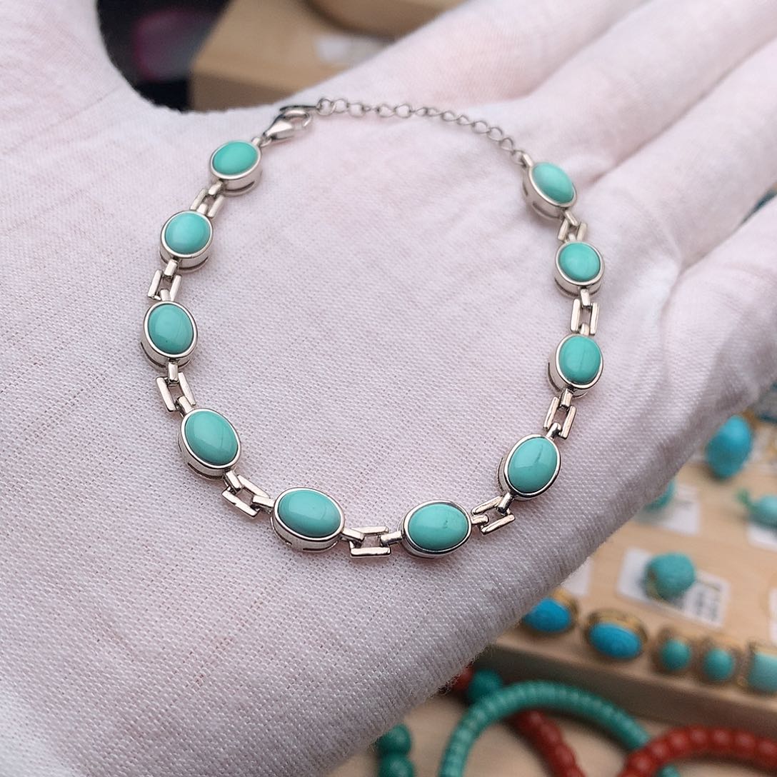 绿松石珠宝奇石银S925镶嵌