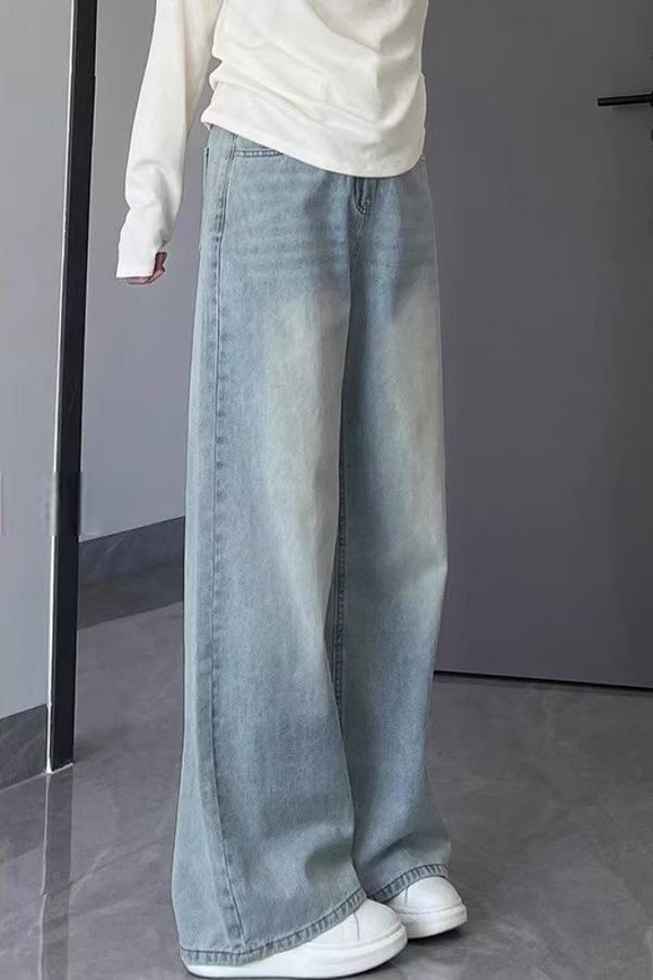 301-400秋冬阔腿裤牛仔裤女韩系裤子ins港风高街秋季