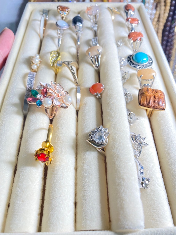 铜合金大理石戒指 复古合金露露饰品 |简约中古项链胸针耳饰 