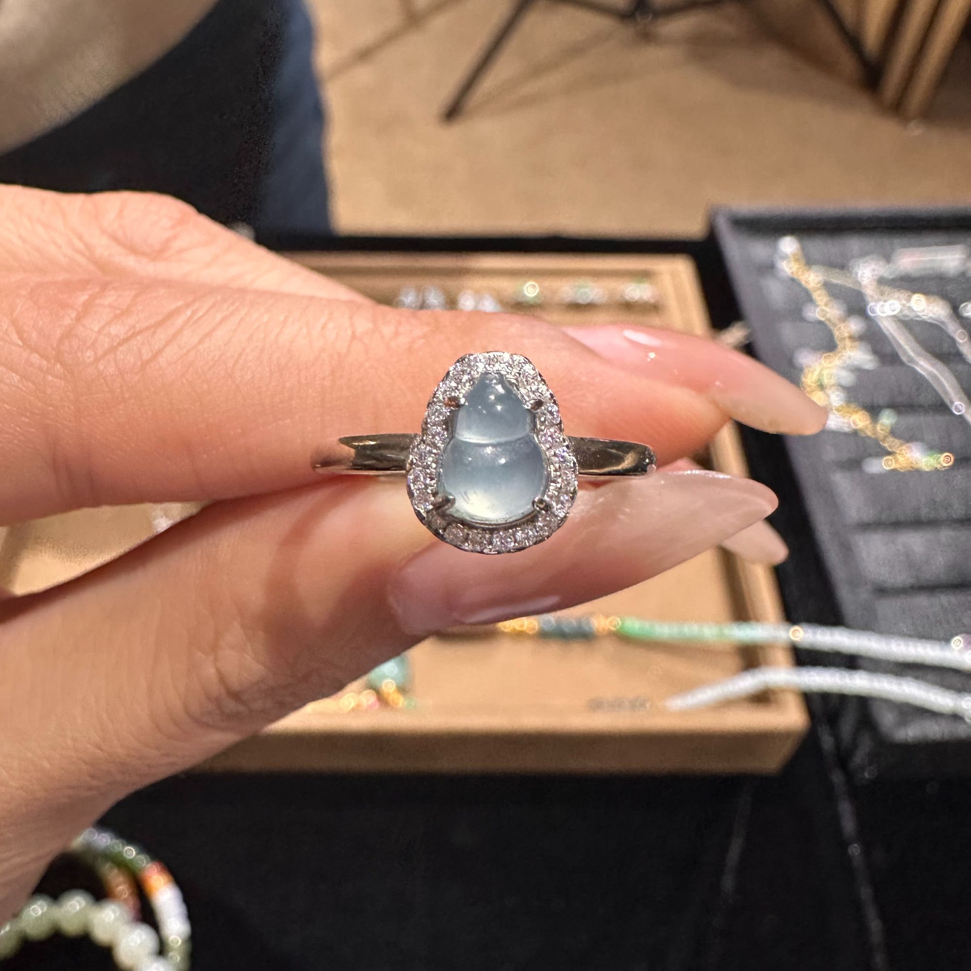 天然高冰翡翠葫芦戒指