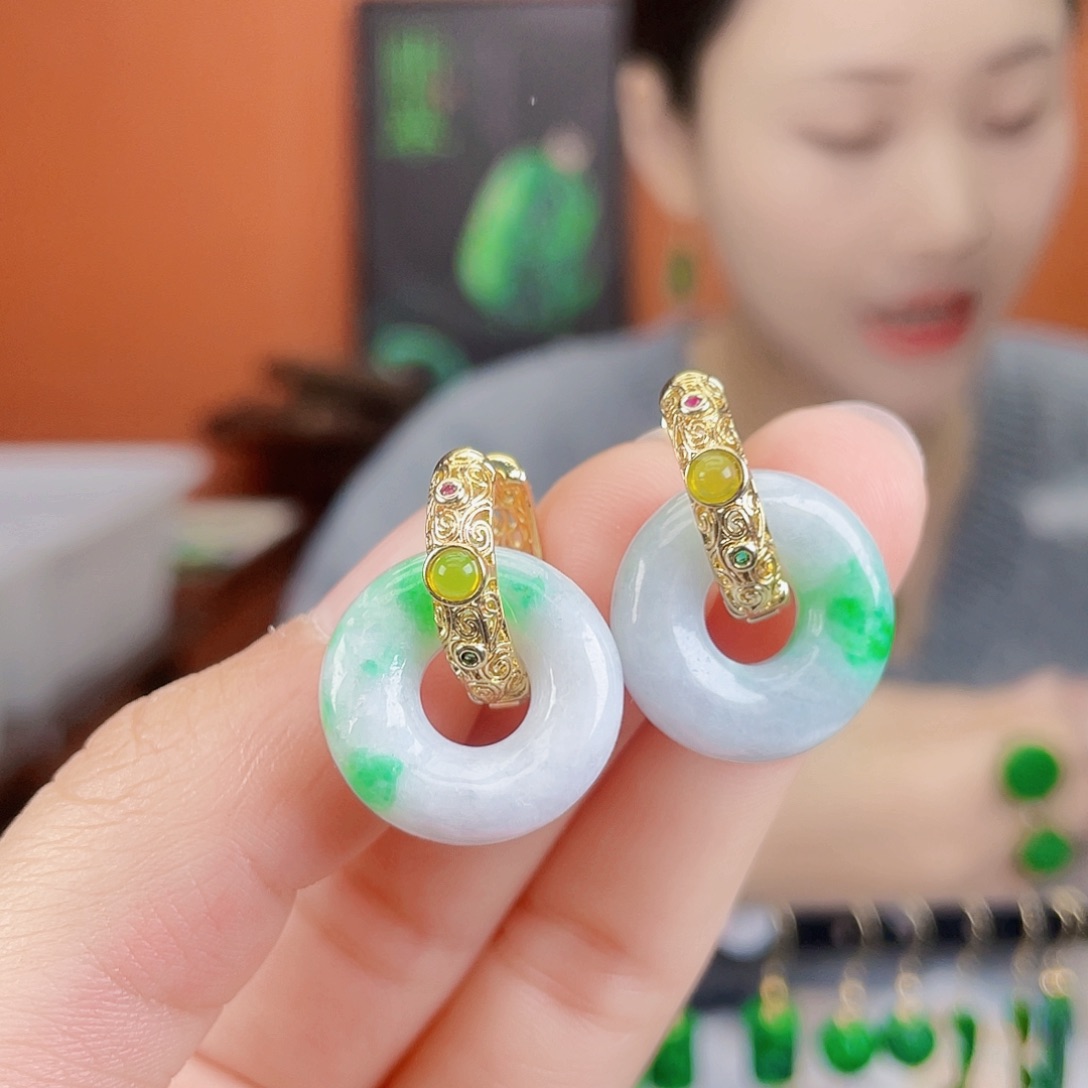 翡翠未镶嵌耳饰饰品