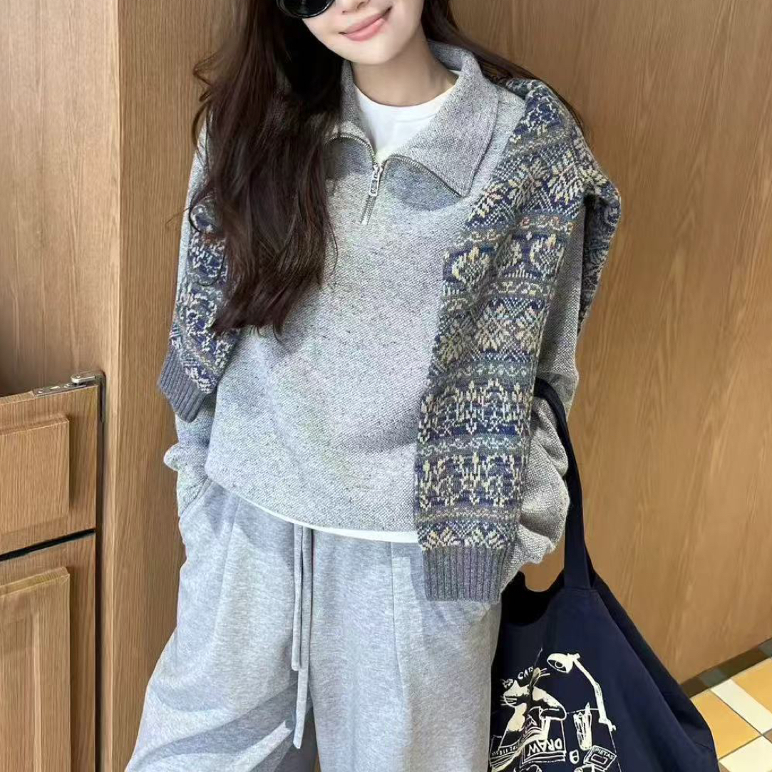 半高拉链套头立领卫衣B072