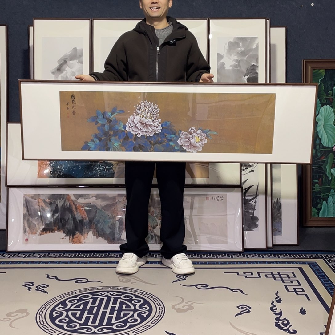 国画手绘画作品带框