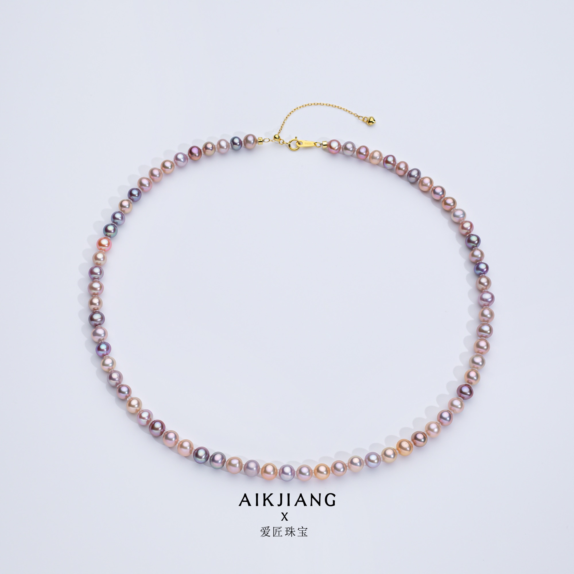 AIKJIANG/爱匠【生如夏花】淡水无核糖果色手工全珠项链6-7mm赠手镯