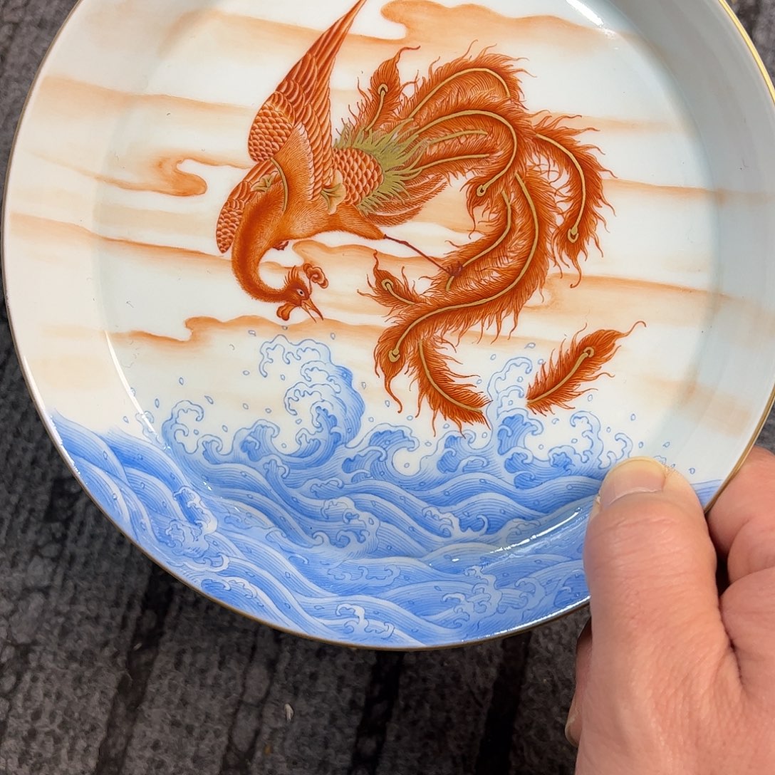 蒙***奇瓷片景德镇全手工手绘陶瓷