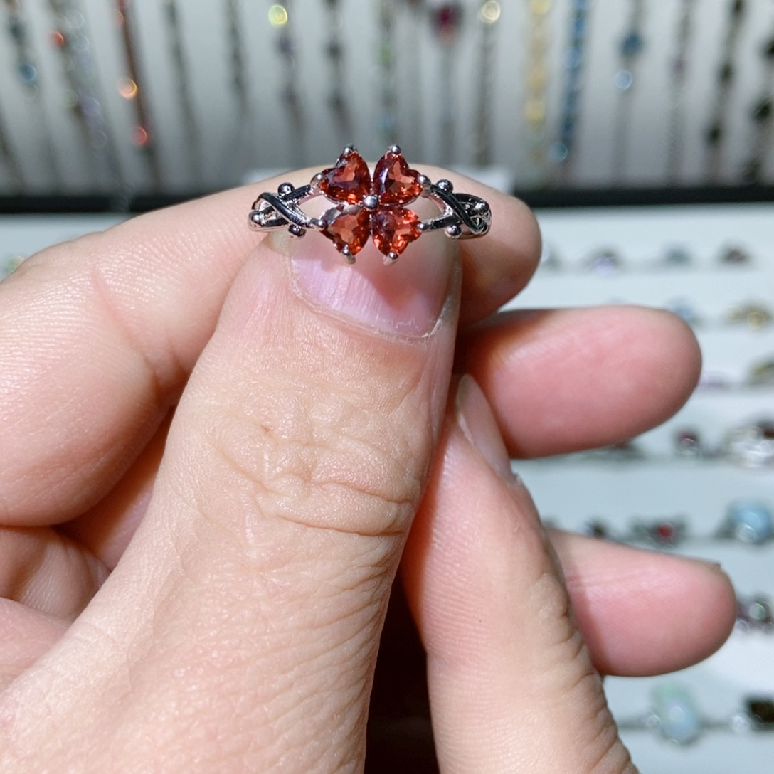 绿水晶戒指银S925镶嵌