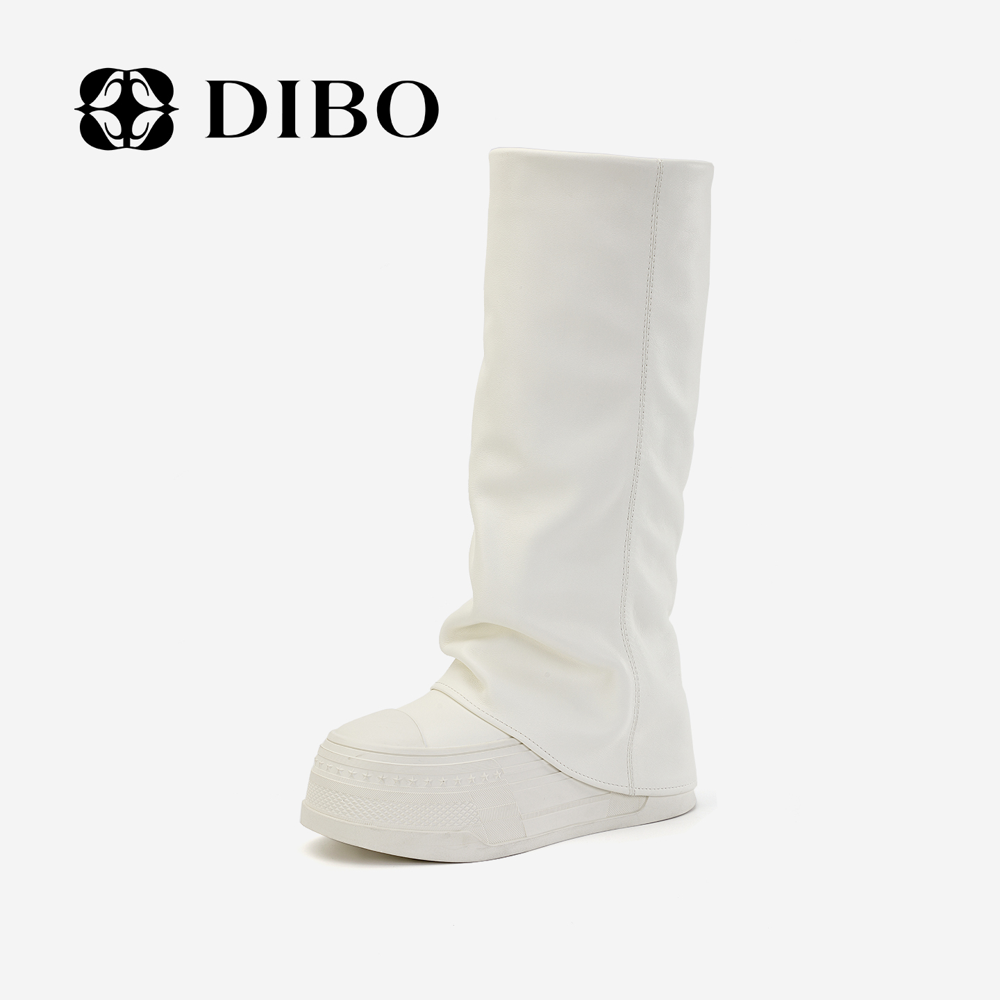 DIBO碲铂2025今流行靴子简约松弛厚底圆头长筒纯色炸街25418664