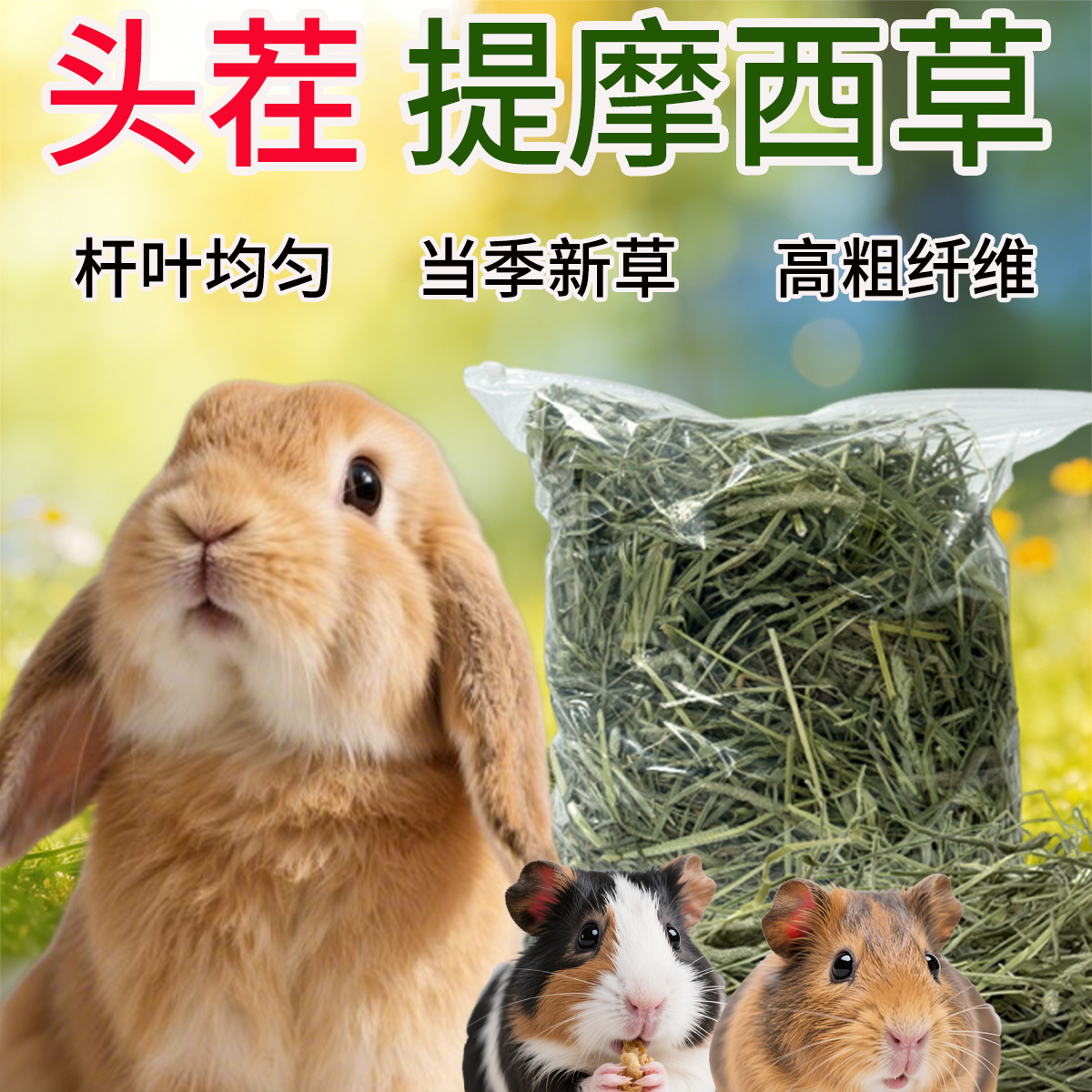 26年新头茬晒干提摩西草仓鼠豚鼠草料龙猫兔子牧草干草兔粮饲料