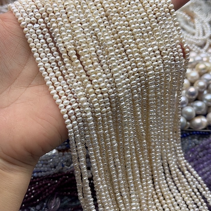 玛瑙/玉髓未镶嵌珠宝半成品一条3.5mm左右珍珠