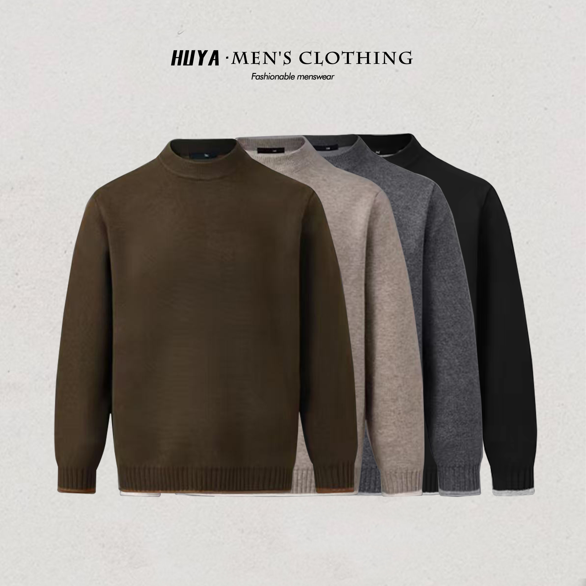 虎牙兄弟毛衣男款2025冬保暖亲肤纯色轻奢感休闲百搭针织衫776799