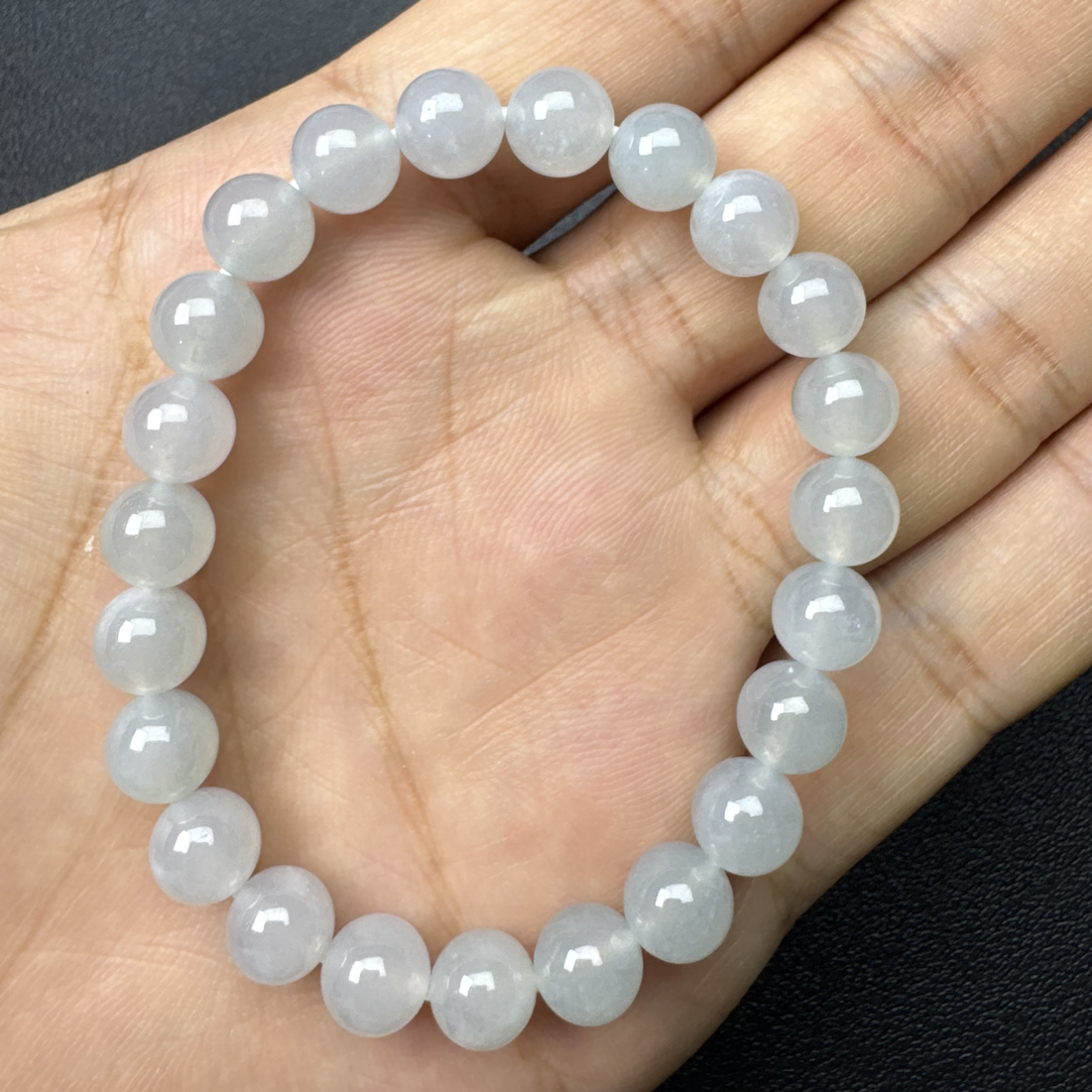 纯天然缅甸翡翠a货，卡8白月光女士手串