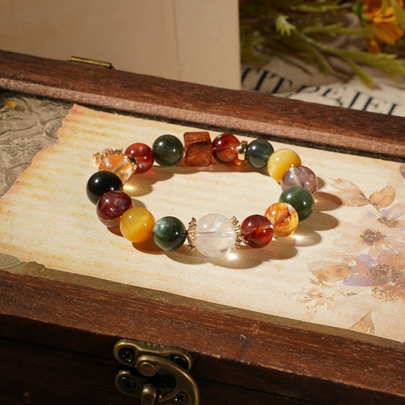 【圣诞礼物1000】天然绿幽灵紫水晶黄水晶海蓝宝粉水晶手串兔毛