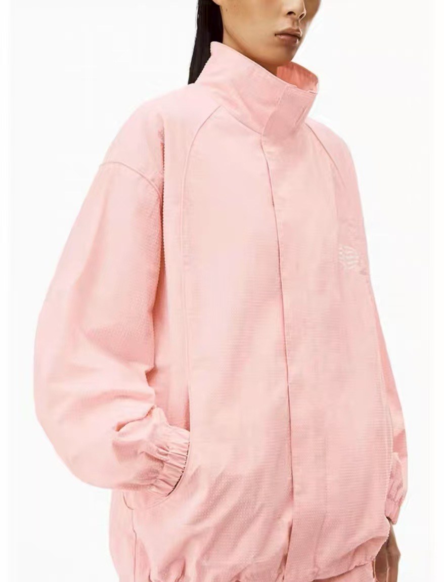 99新 ALEXANDER WANG 娜娜专属  褶皱烫钻牛仔夹克 粉色