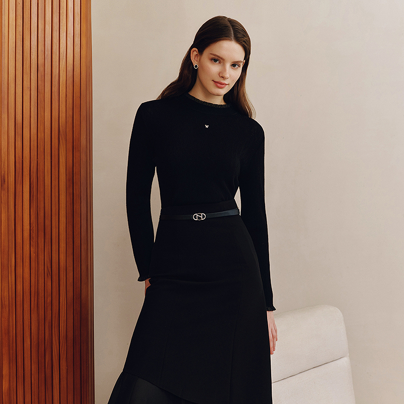 【商场同款】珂莱蒂尔25秋冬季新款100%羊毛百搭内搭打底针织衫