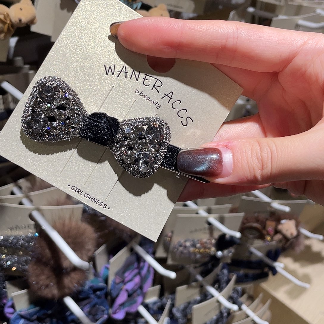 羽毛非金属黑色蝴蝶结钻鸭架