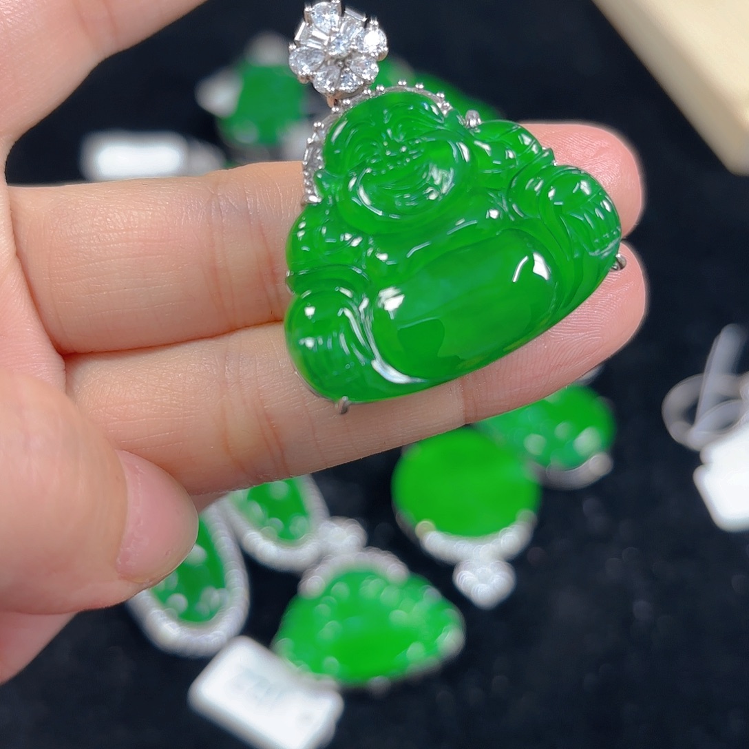 梦***伊翡翠银S925镶嵌吊坠(不含链)