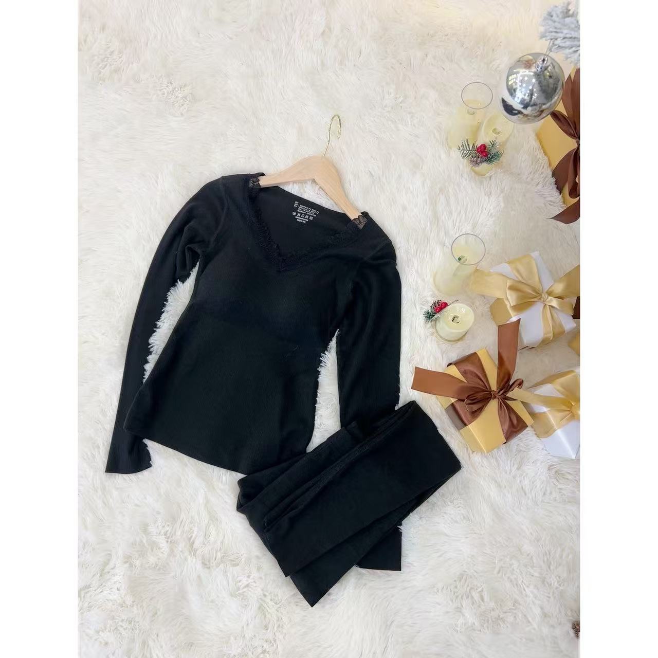 【蕾丝V领保暖套装】小允姐姐2025新款时尚高级保暖衣（含胸垫）