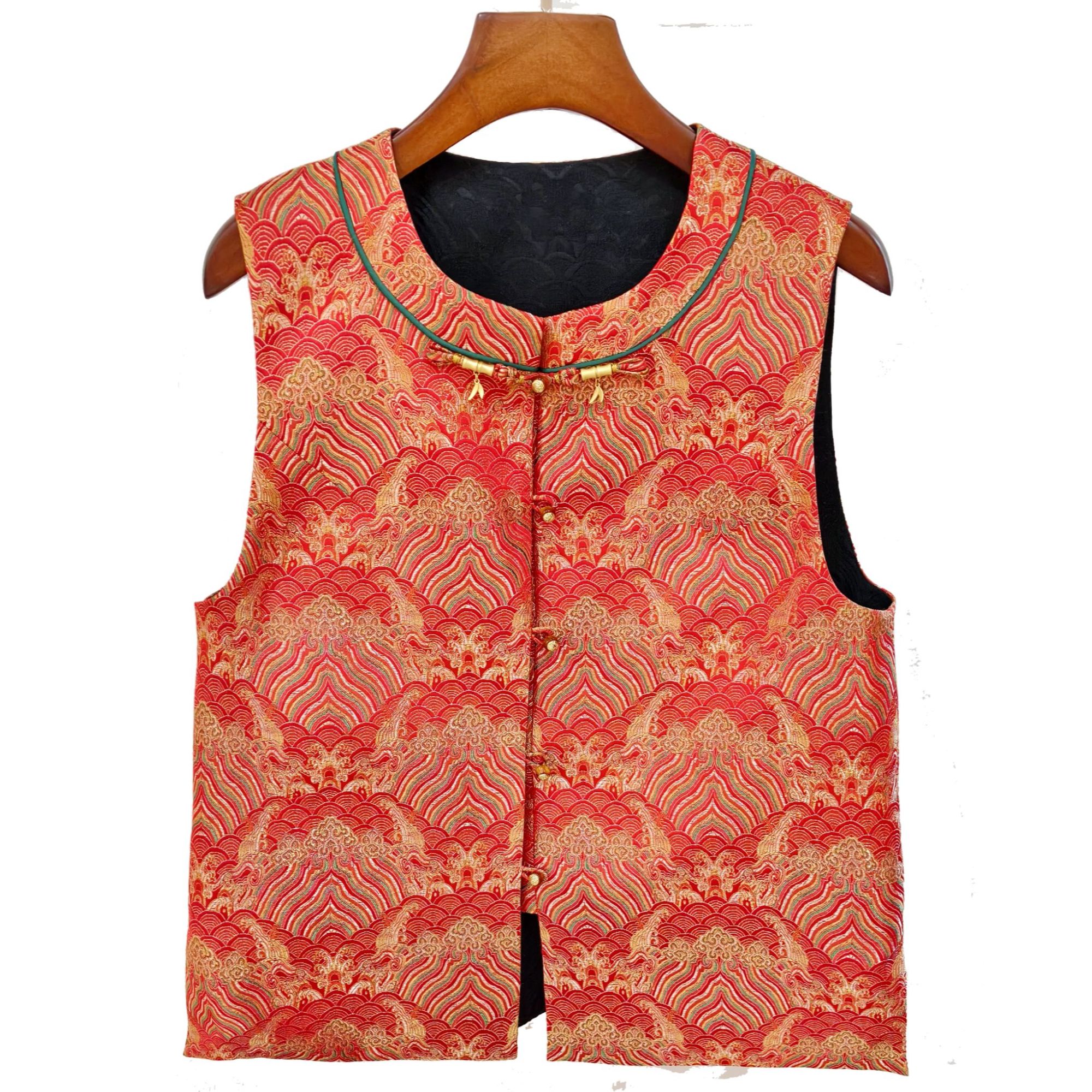 【江崖海水纹】中式女2026年春新款复古中国风宋锦女马夹国风