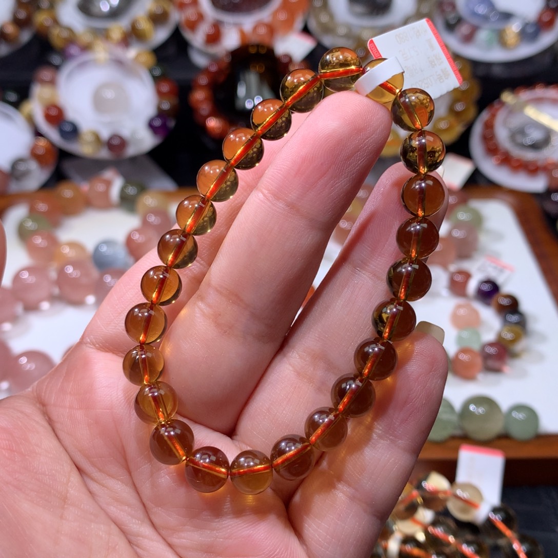 手链未镶嵌水晶金红黄水晶手链7.8mm