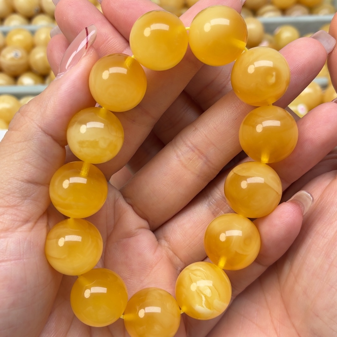 裸石蜜蜡未镶嵌16+蜜蜡手串聚宝盆