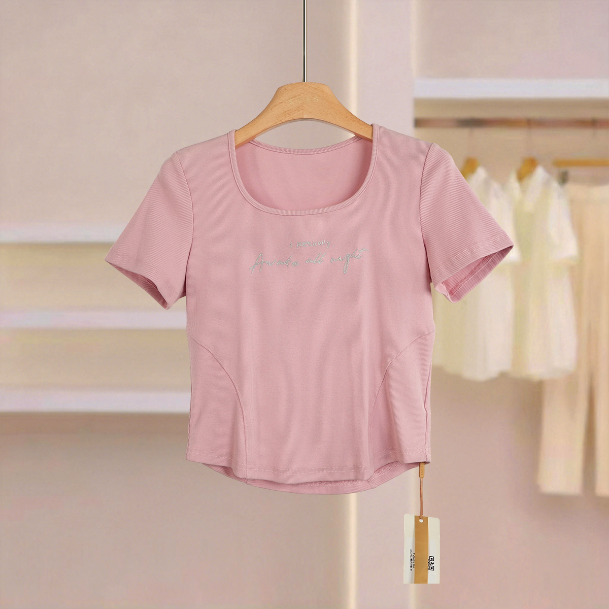 麦迪尚品【诗】6032233 棉93.2%简约纯色短袖T恤夏季女装