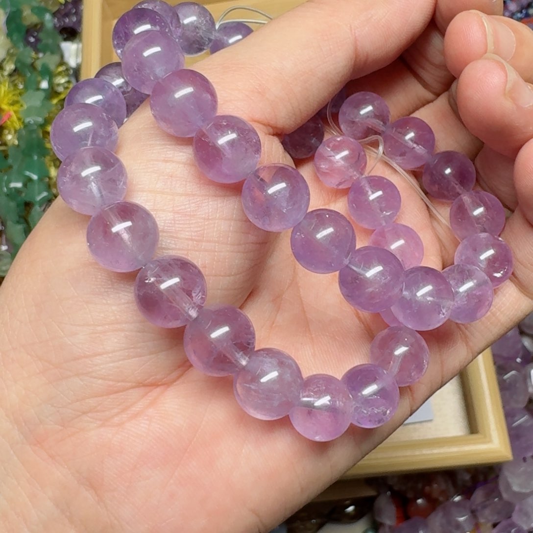 玛瑙/玉髓合金珠宝半成品10.5薰衣草紫水晶手链一条