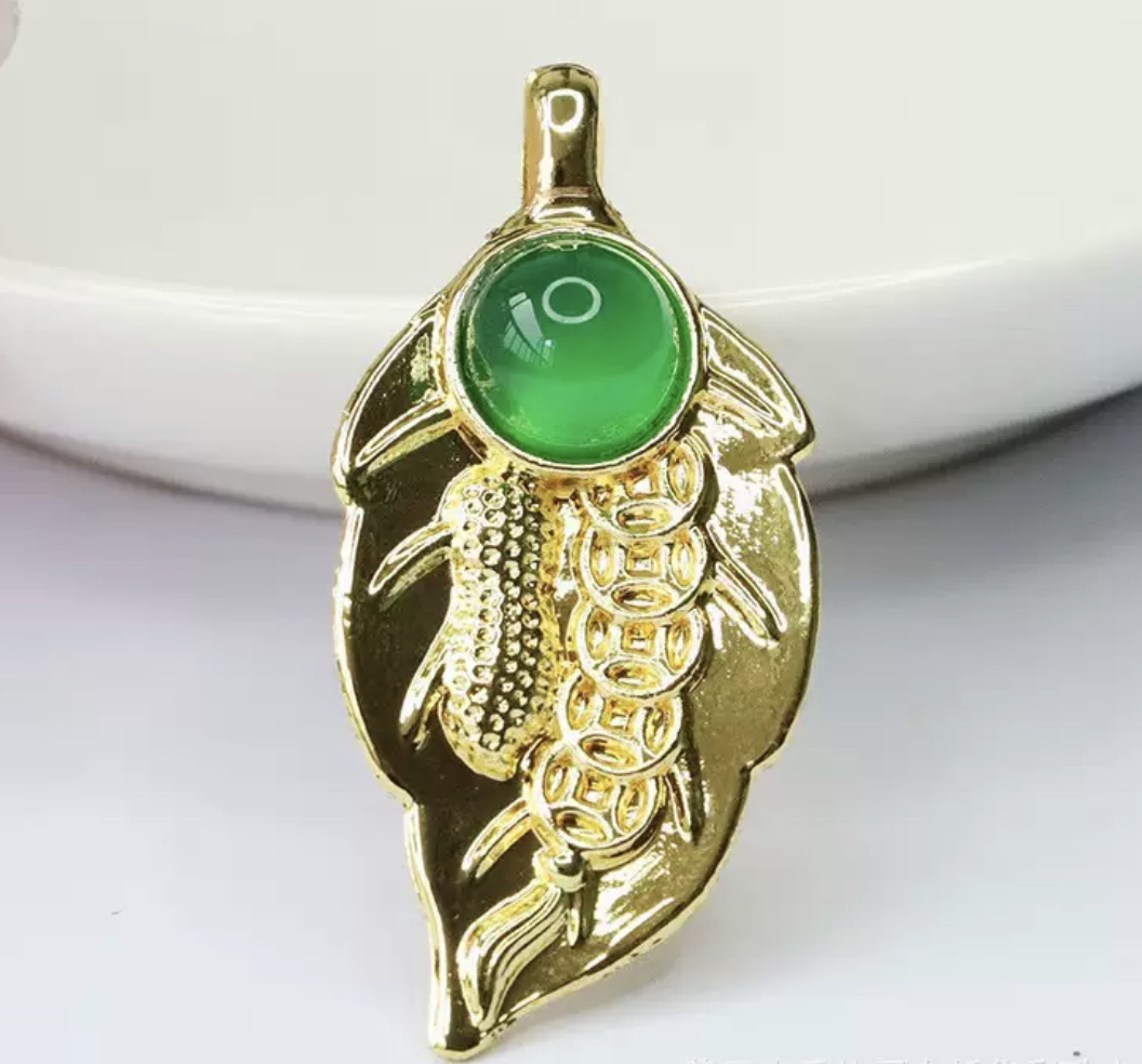 大叶有成 天然玉石吊坠项链 L