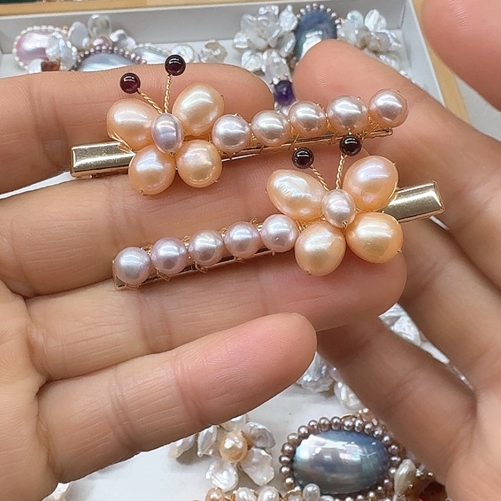 淡水珍珠发饰银S925镶嵌