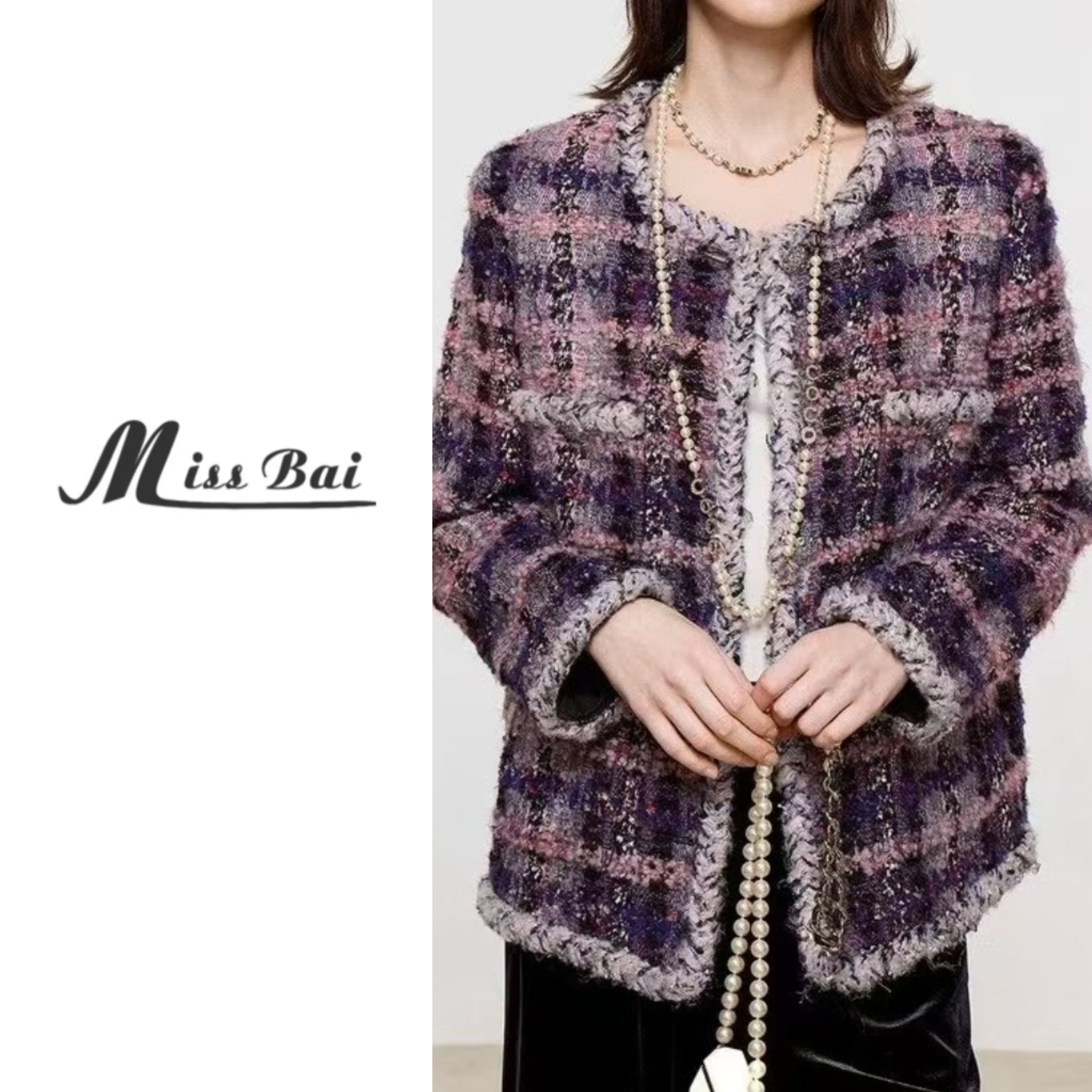 【白姐严选】—【姹紫嫣红】012-浪漫限定版紫色小香走秀厚外套