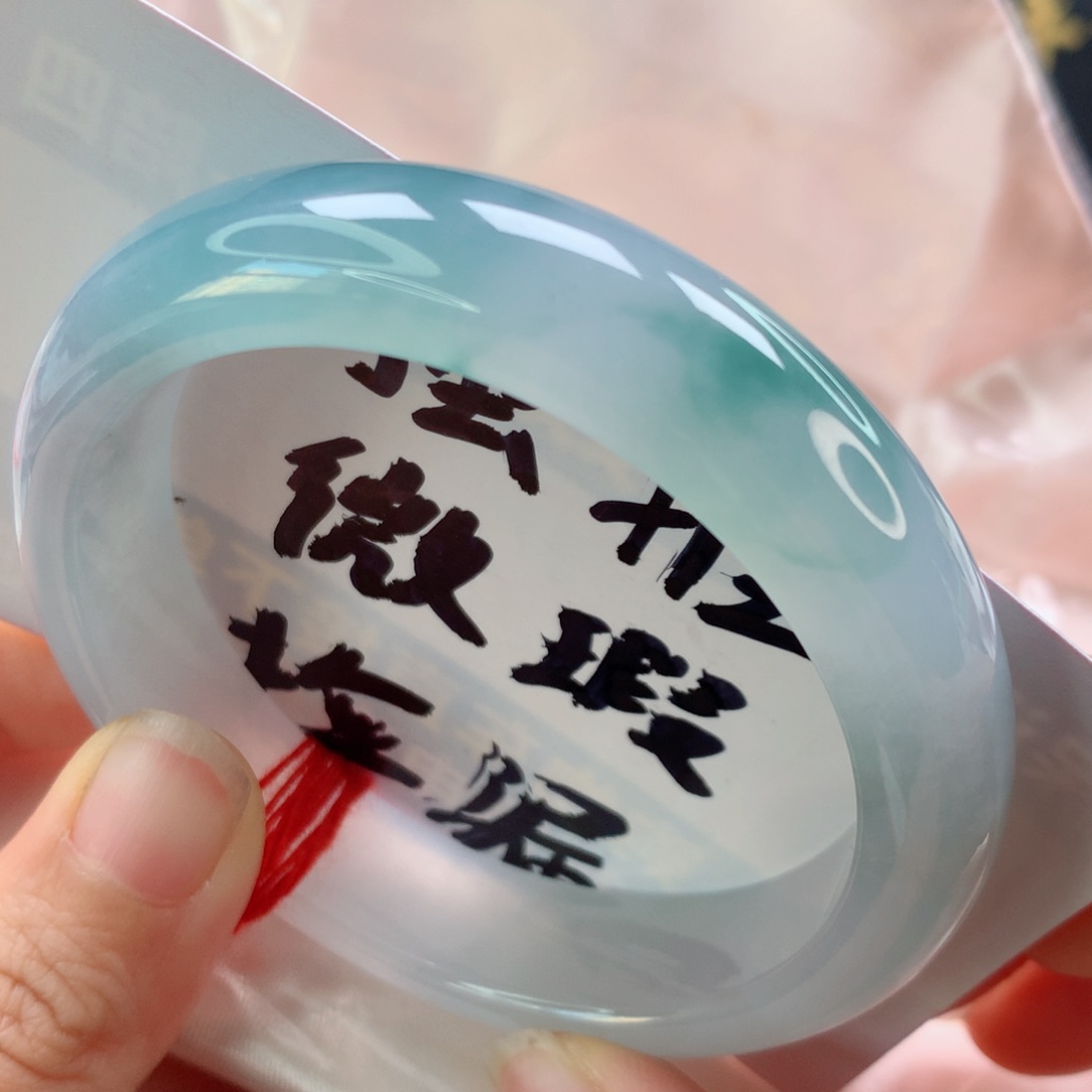 未镶嵌手镯翡翠冰胶蓝花