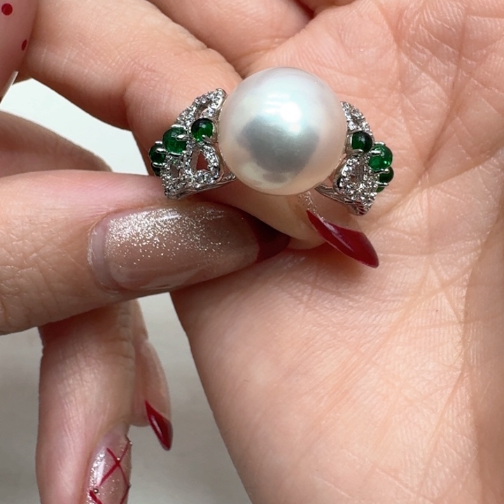 海水珍珠戒指银S925镶嵌