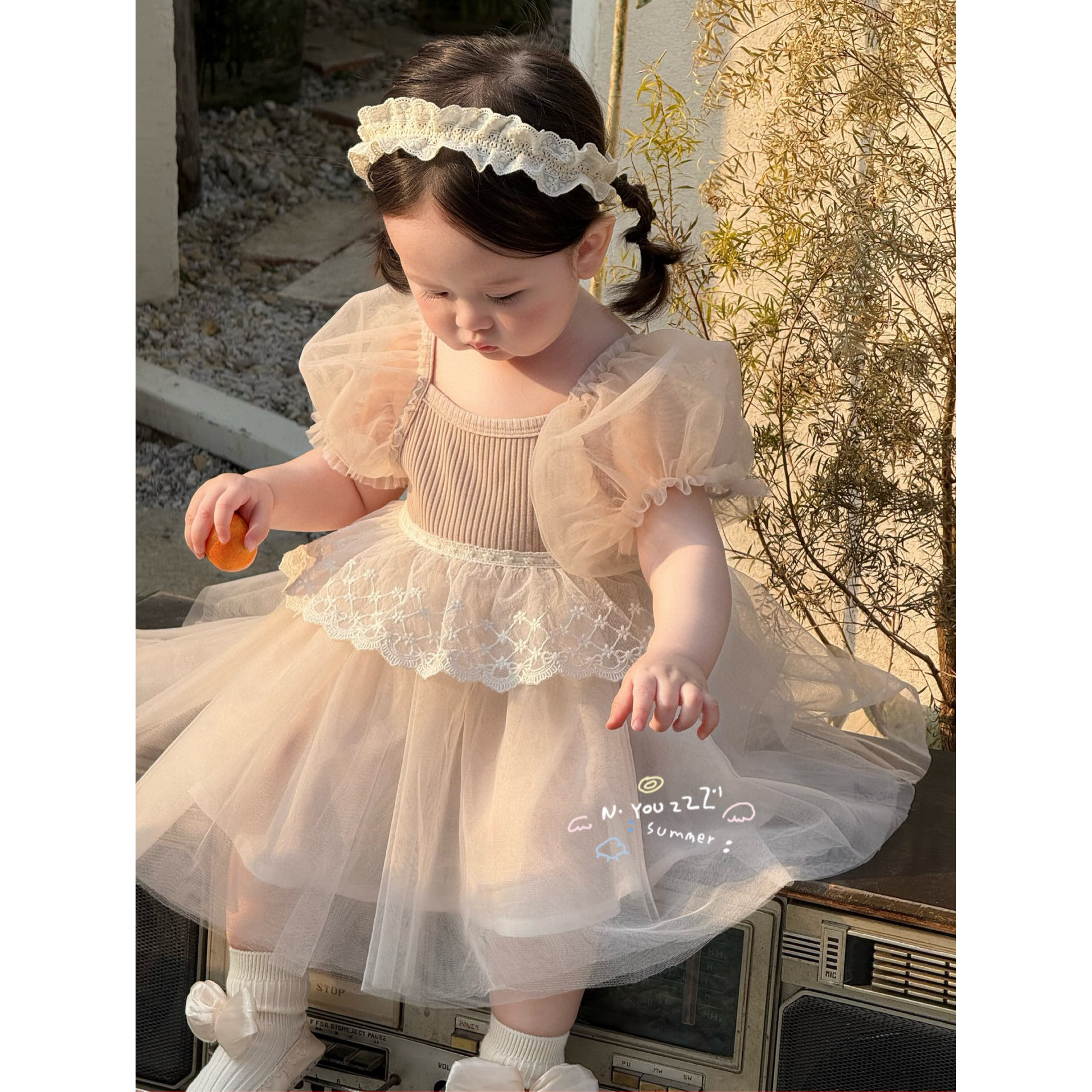 【NO退NO换】欢宝5店-奶盖-2025夏-编码0312-NG1750-网纱连衣裙