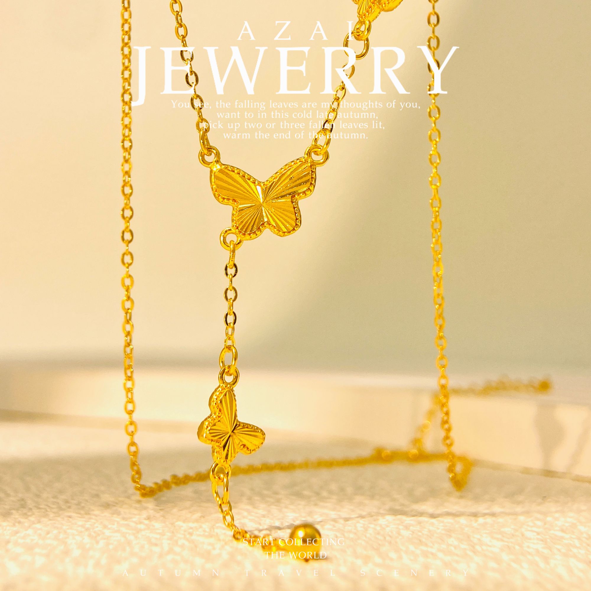 坠链均足银 时尚精致唯美小清新蝴蝶套链