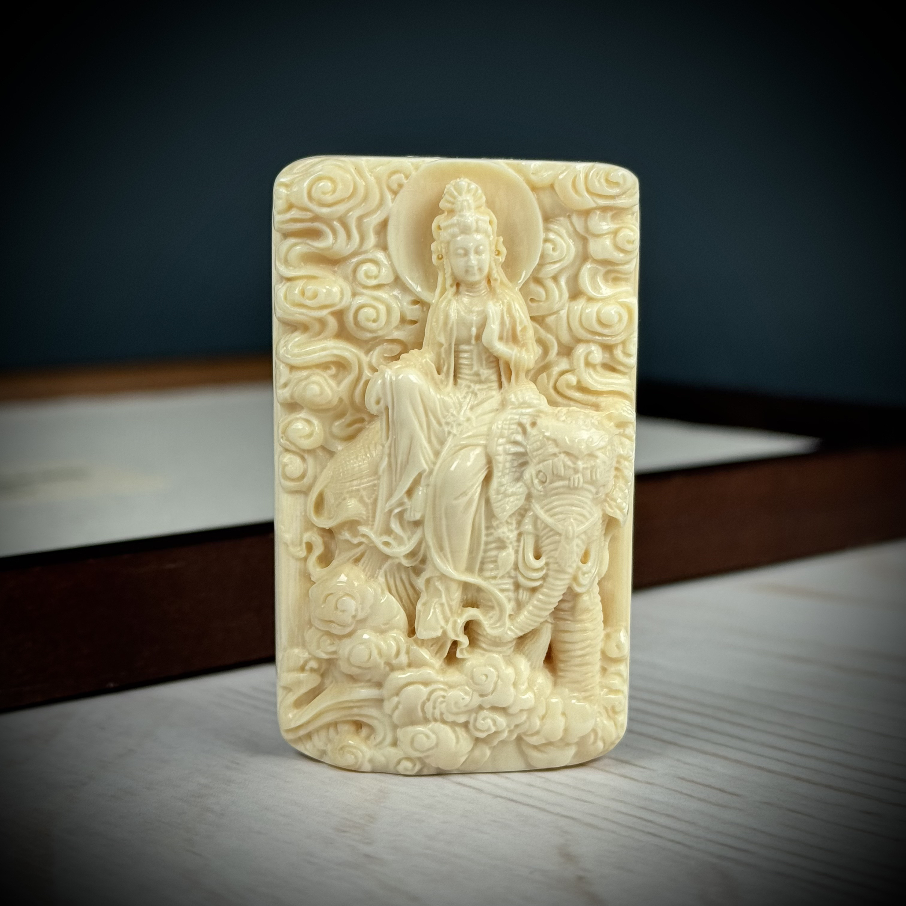 H20-50天然猛犸牙 普贤 35*58*13.6mm支持复检假一罚十