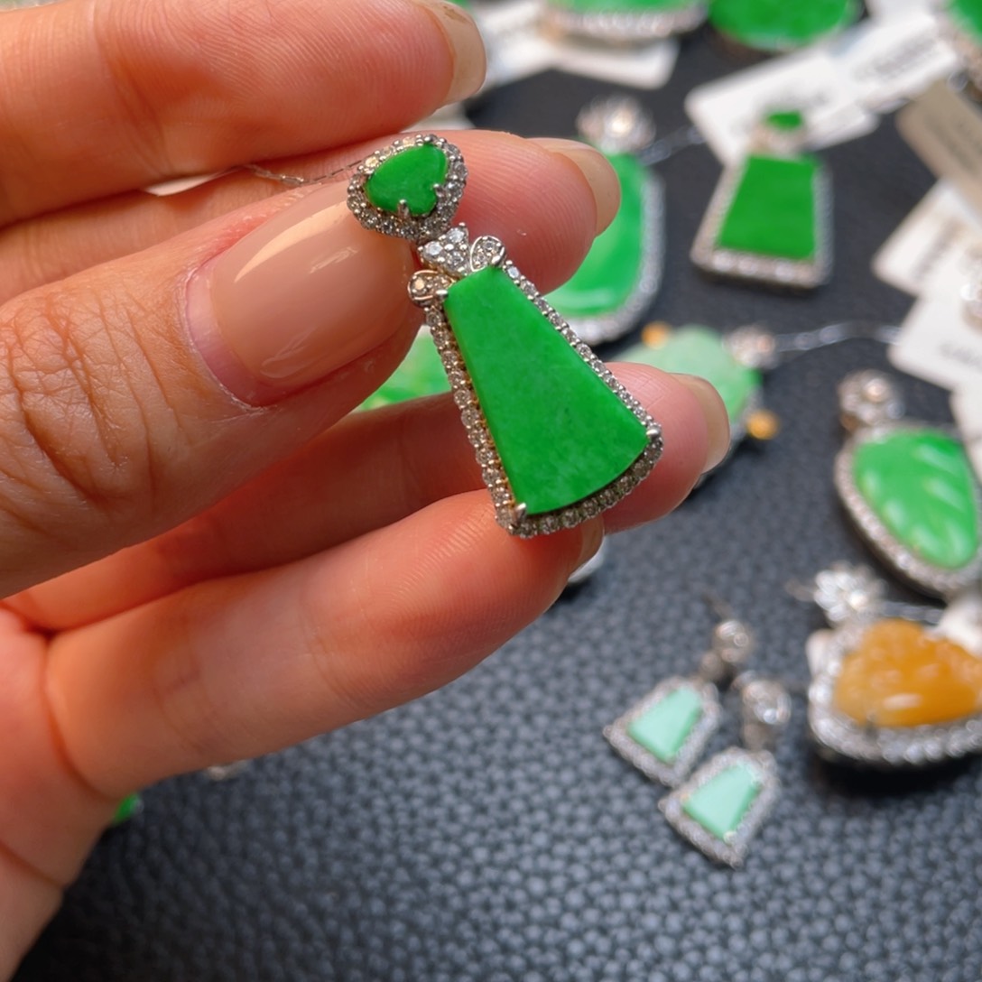 翡翠银S925镶嵌吊坠(不含链)