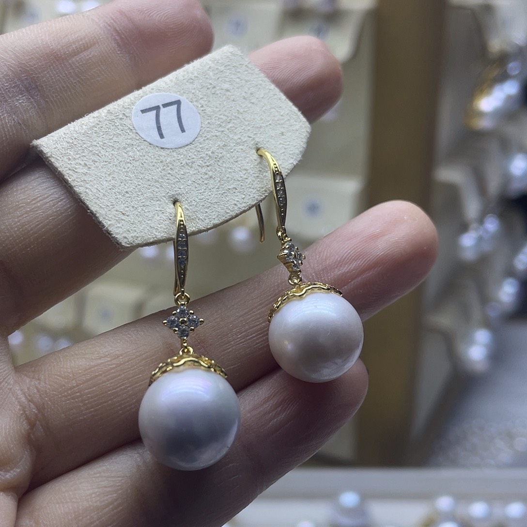 淡水珍珠耳饰银S925镶嵌