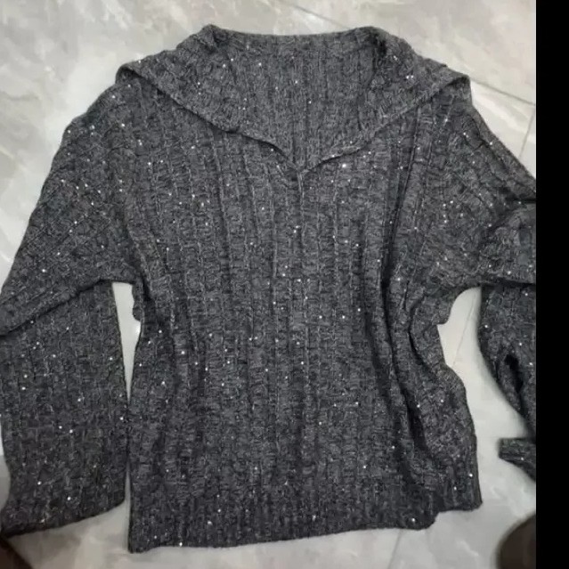 早秋新款慵懒宽松百搭针织半开襟连帽上衣女时尚洋气