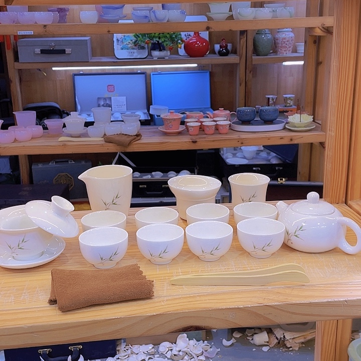 竹节高升羊脂玉套装