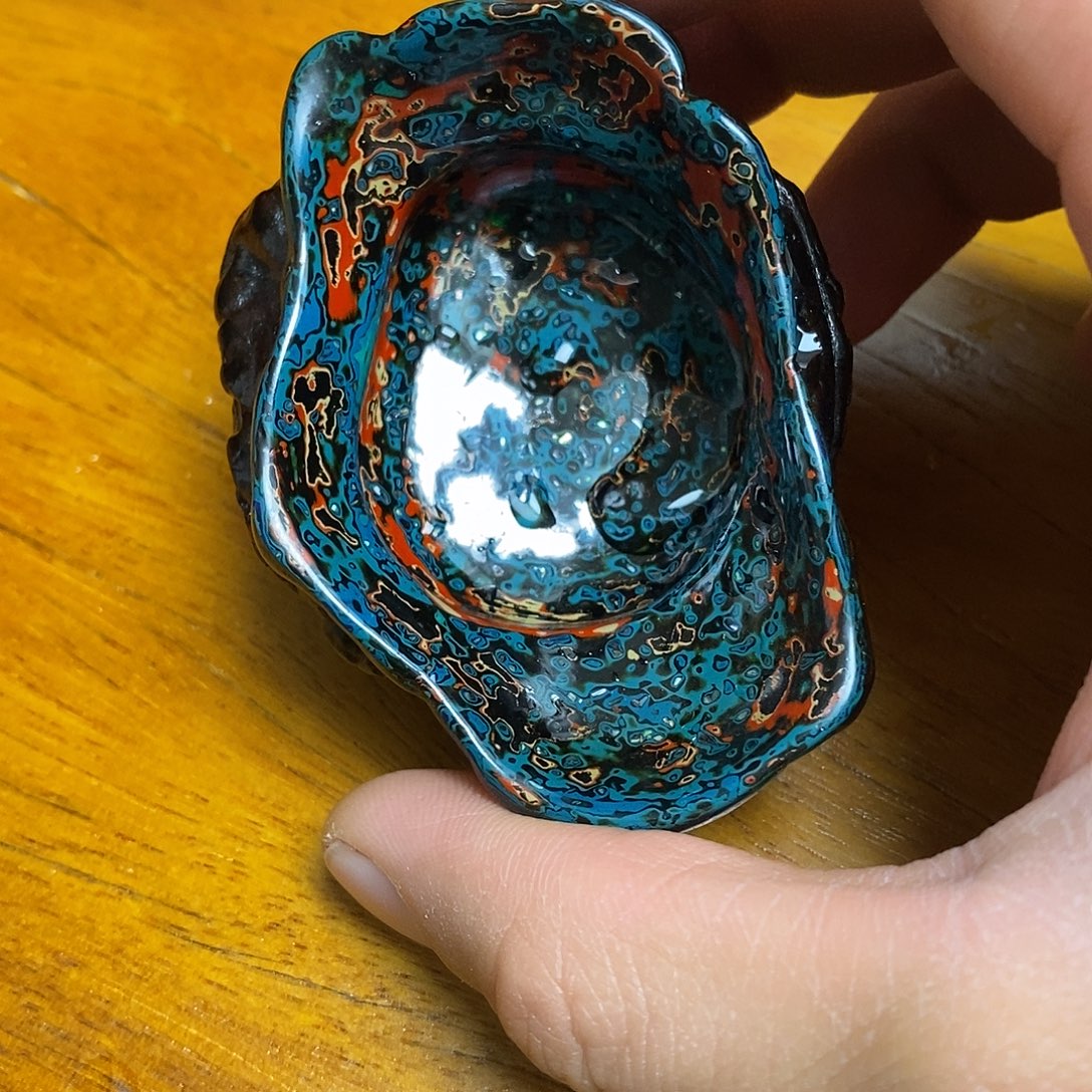 大漆灵芝杯异形小酒杯螺钿工艺