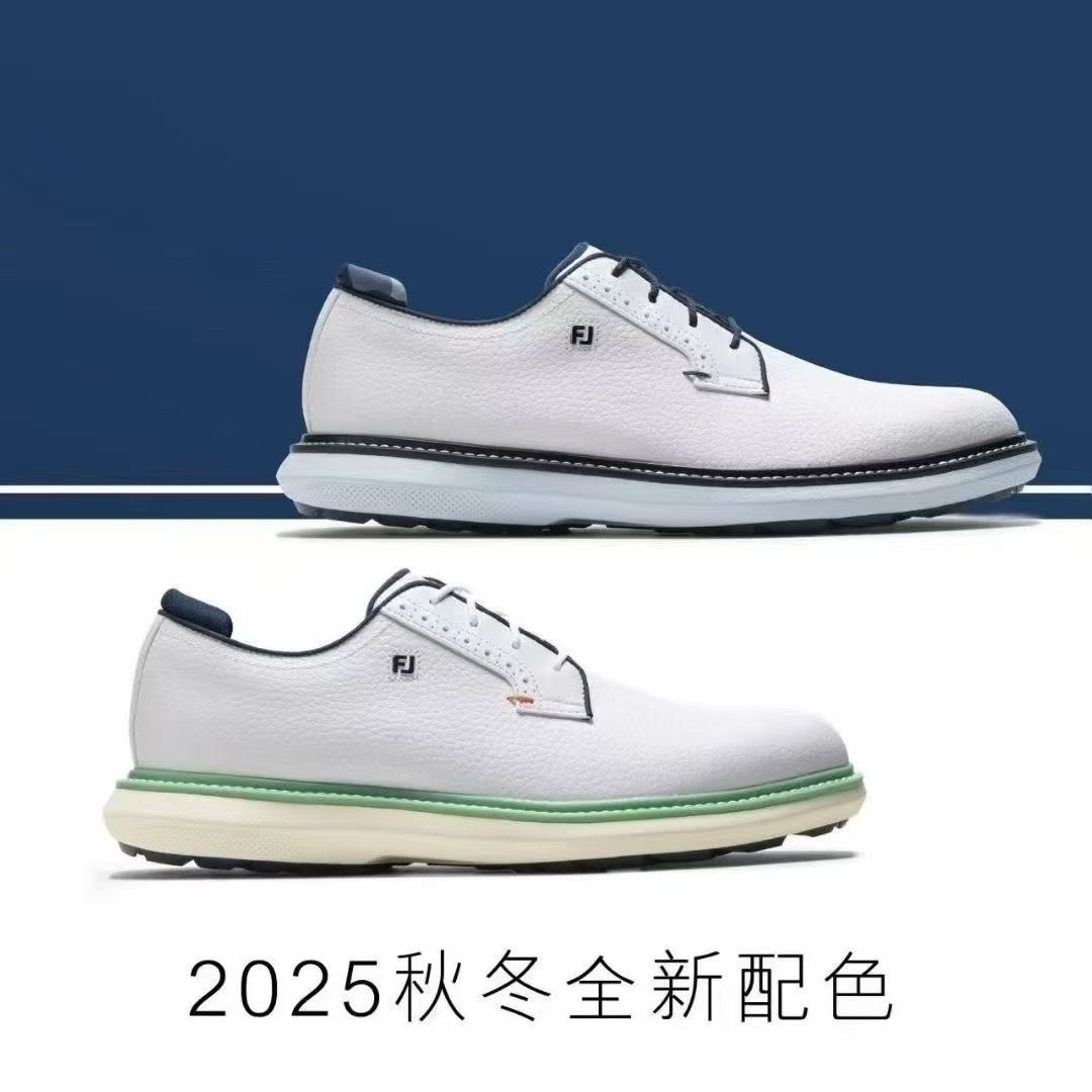 FJ新款男士轻量缓震防水无钉真皮面高尔夫球鞋
