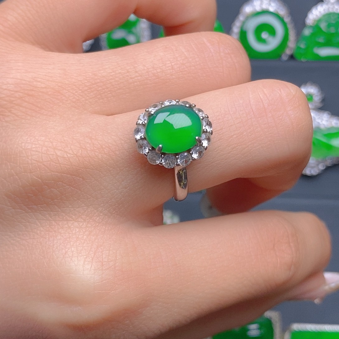 银S925镶嵌戒指翡翠