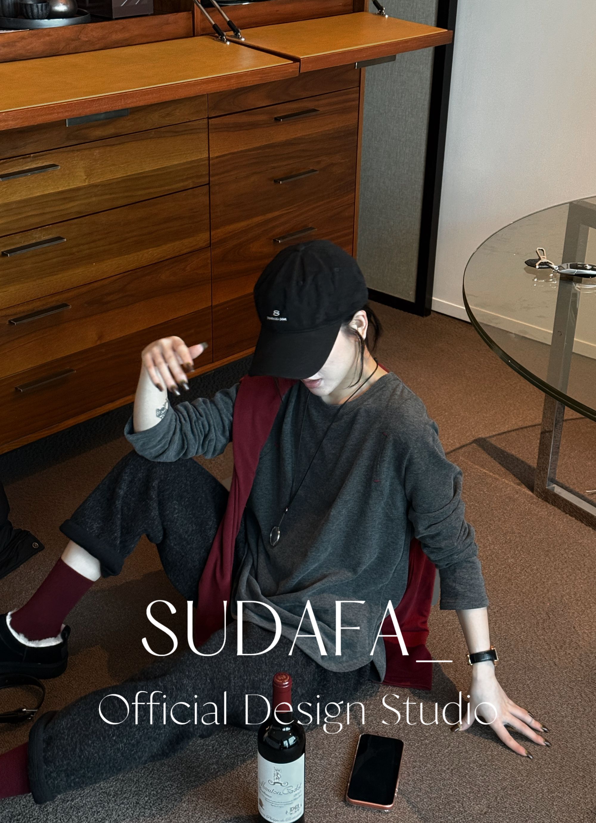 SUDAFA-【月下听风】秋冬设计磨毛撞色宽松套头长袖TDD25014