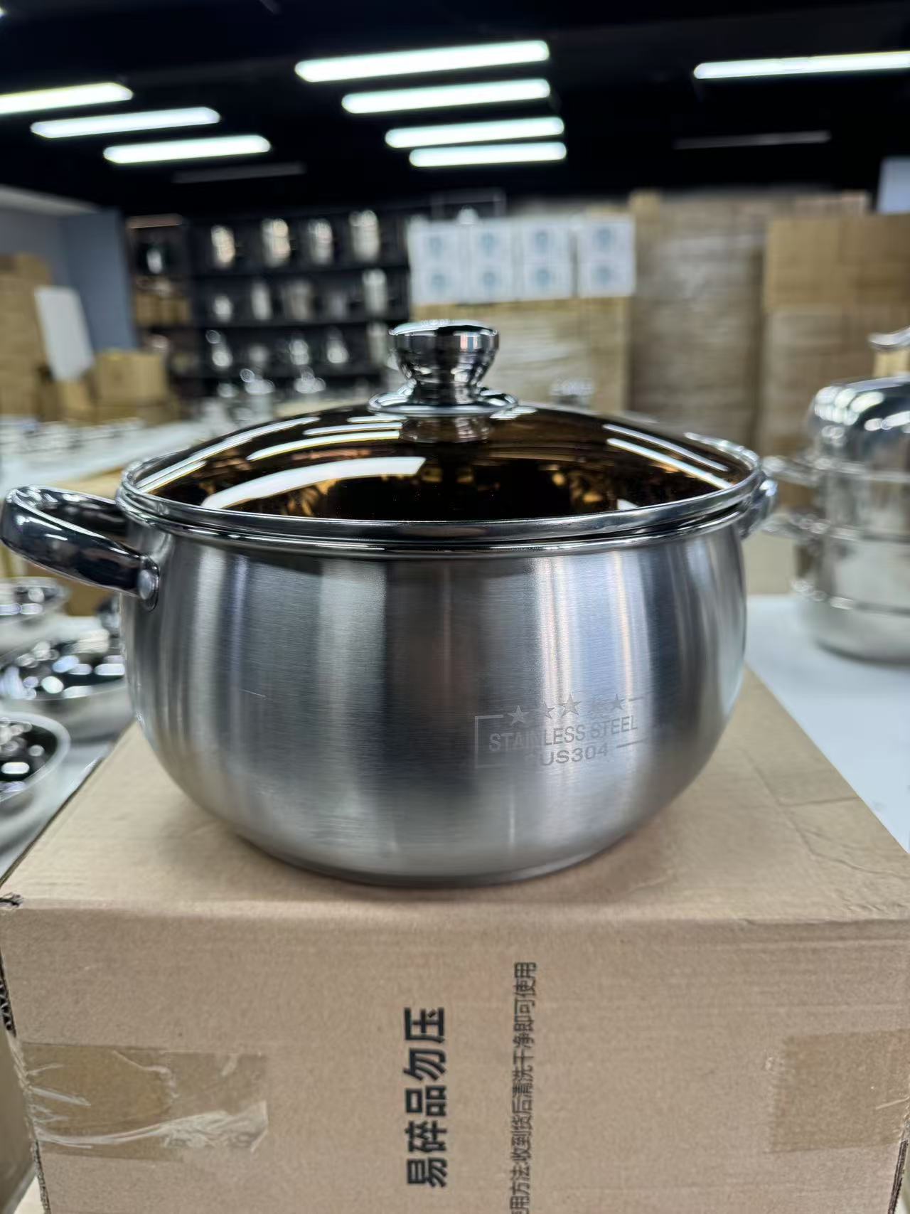 DB【出口外贸】24CM/304不锈钢特厚苹果汤锅煮面锅煲汤锅炉通用厨具
