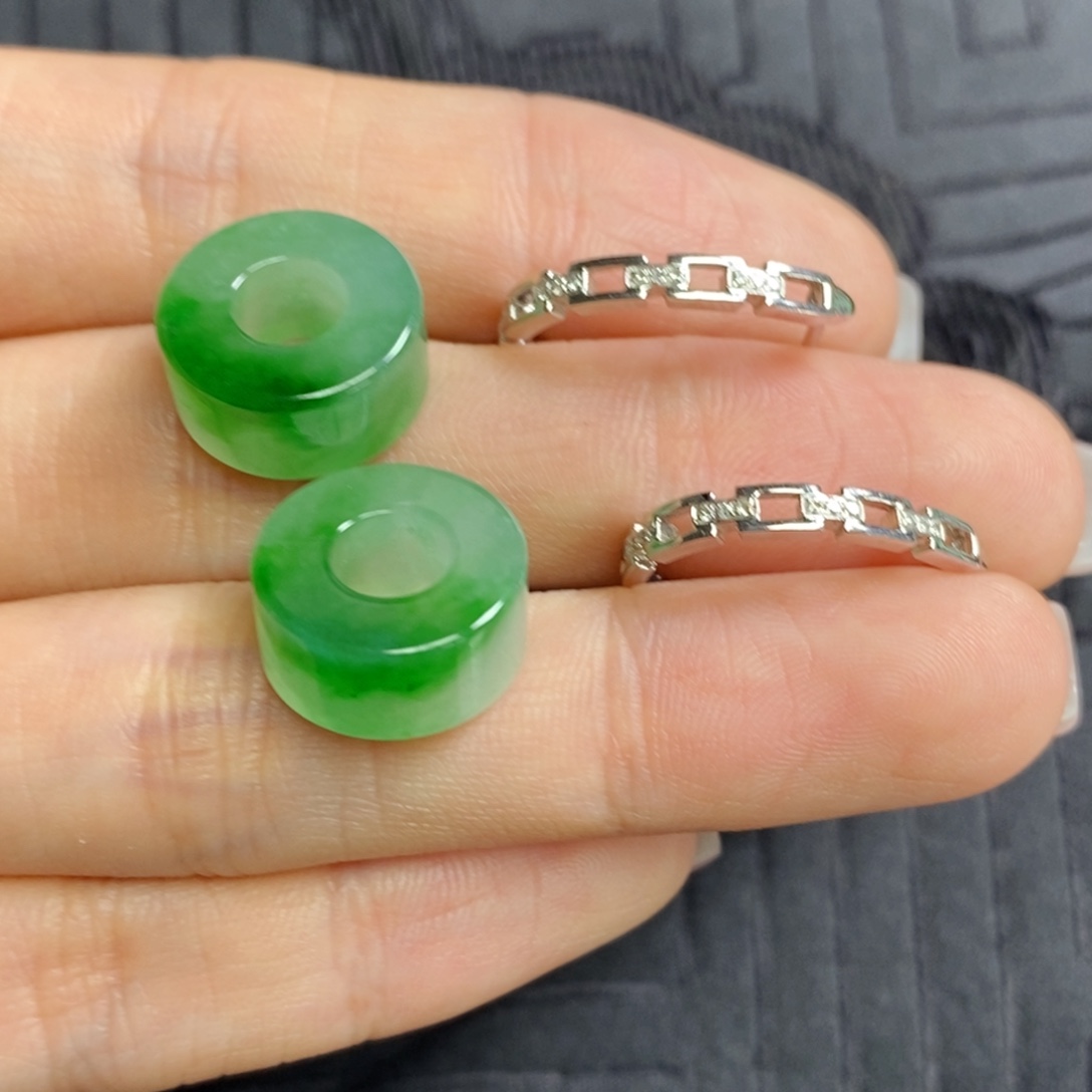 鬼***七翡翠18K金镶嵌耳饰链条耳包➕路路通