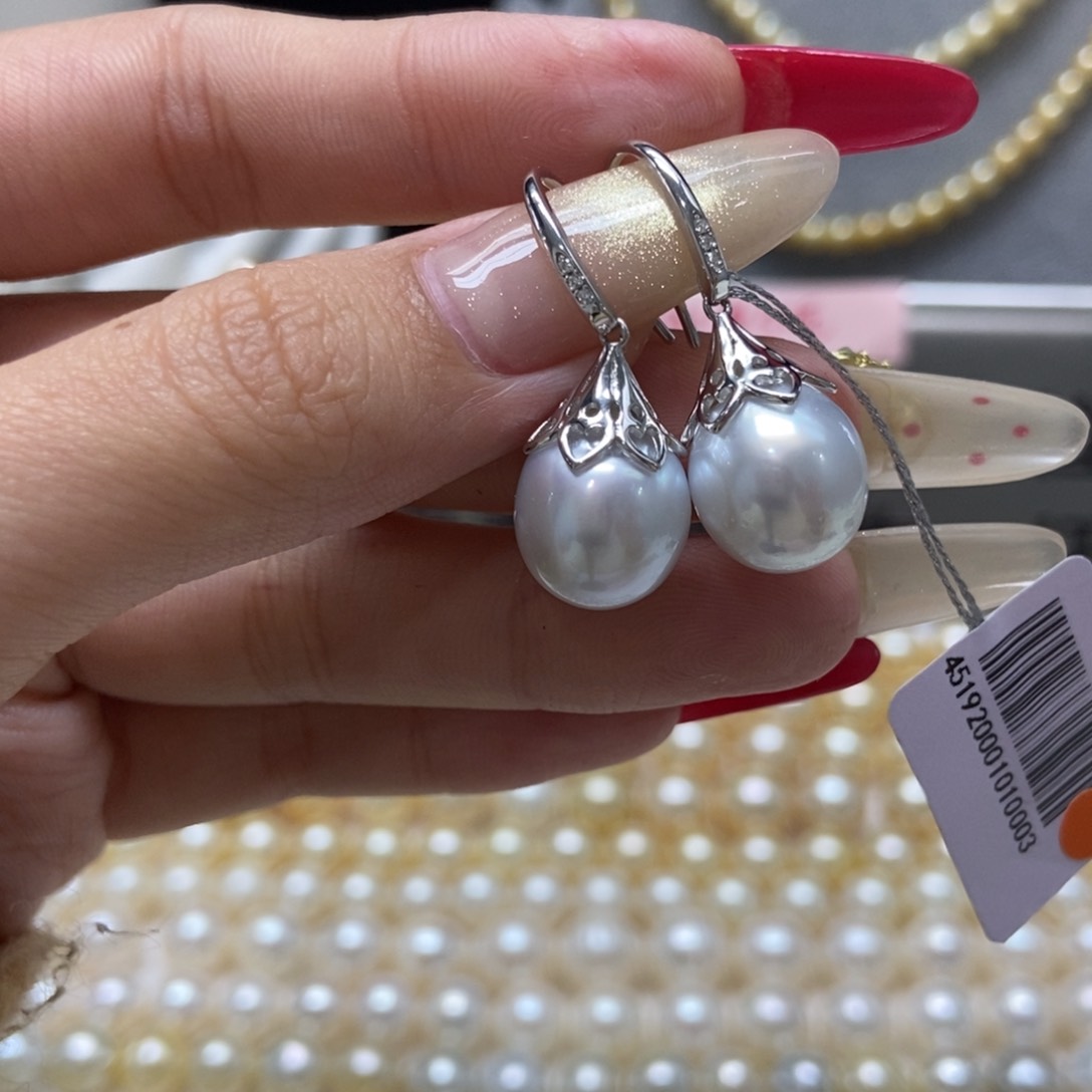 海水珍珠耳饰银S925镶嵌