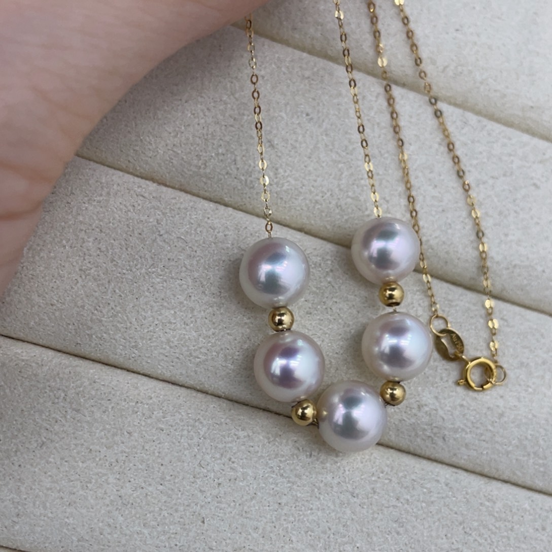 项链18K金镶嵌海水珍珠