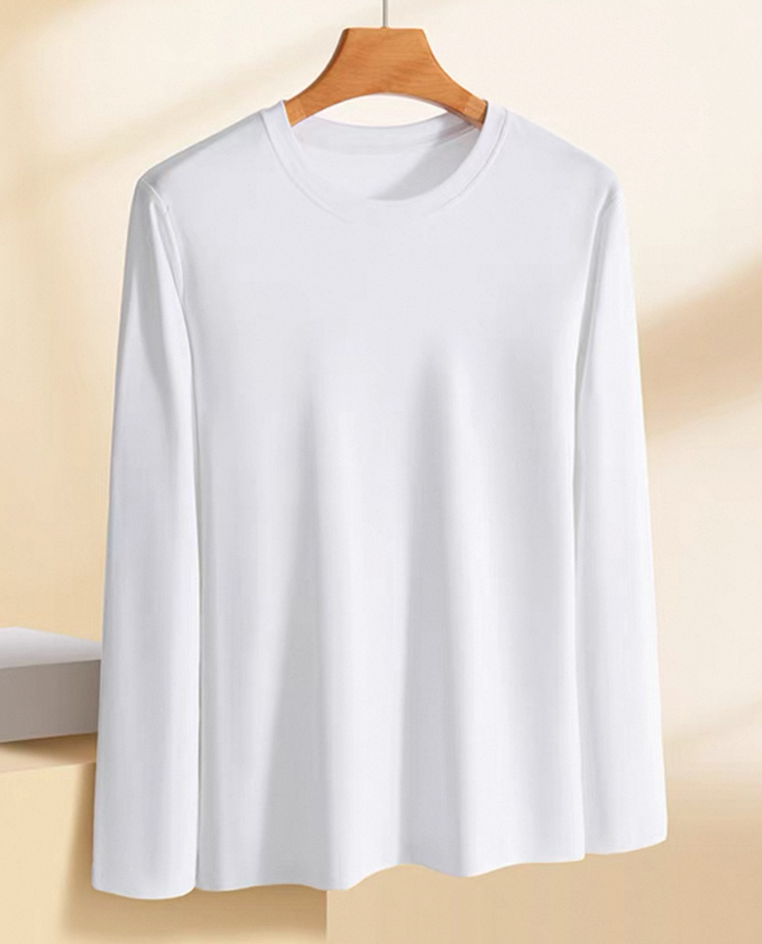 圆领通用双层领棉纯色春秋冬T恤秋冬百搭长袖（拍两件送三件套）