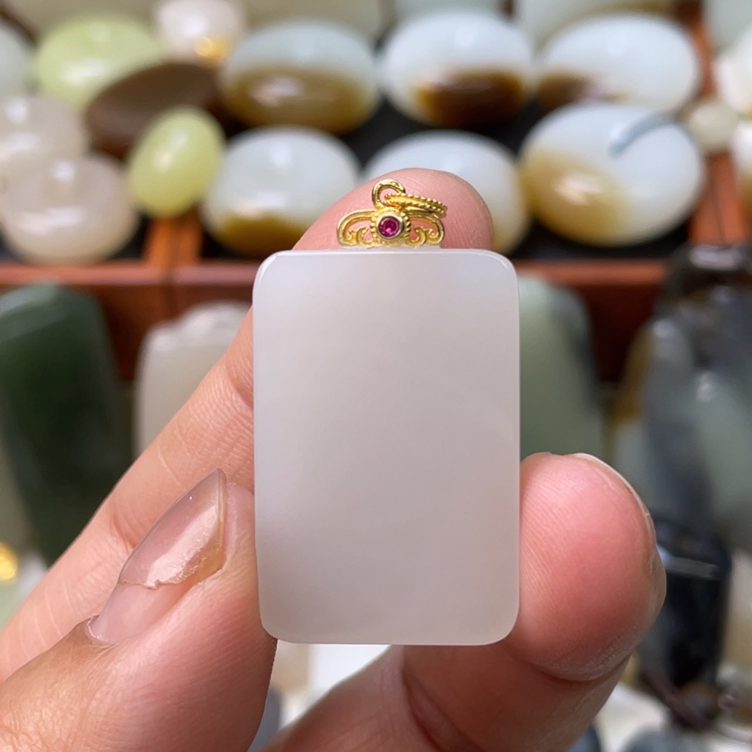 和田玉颈饰银S925镶嵌