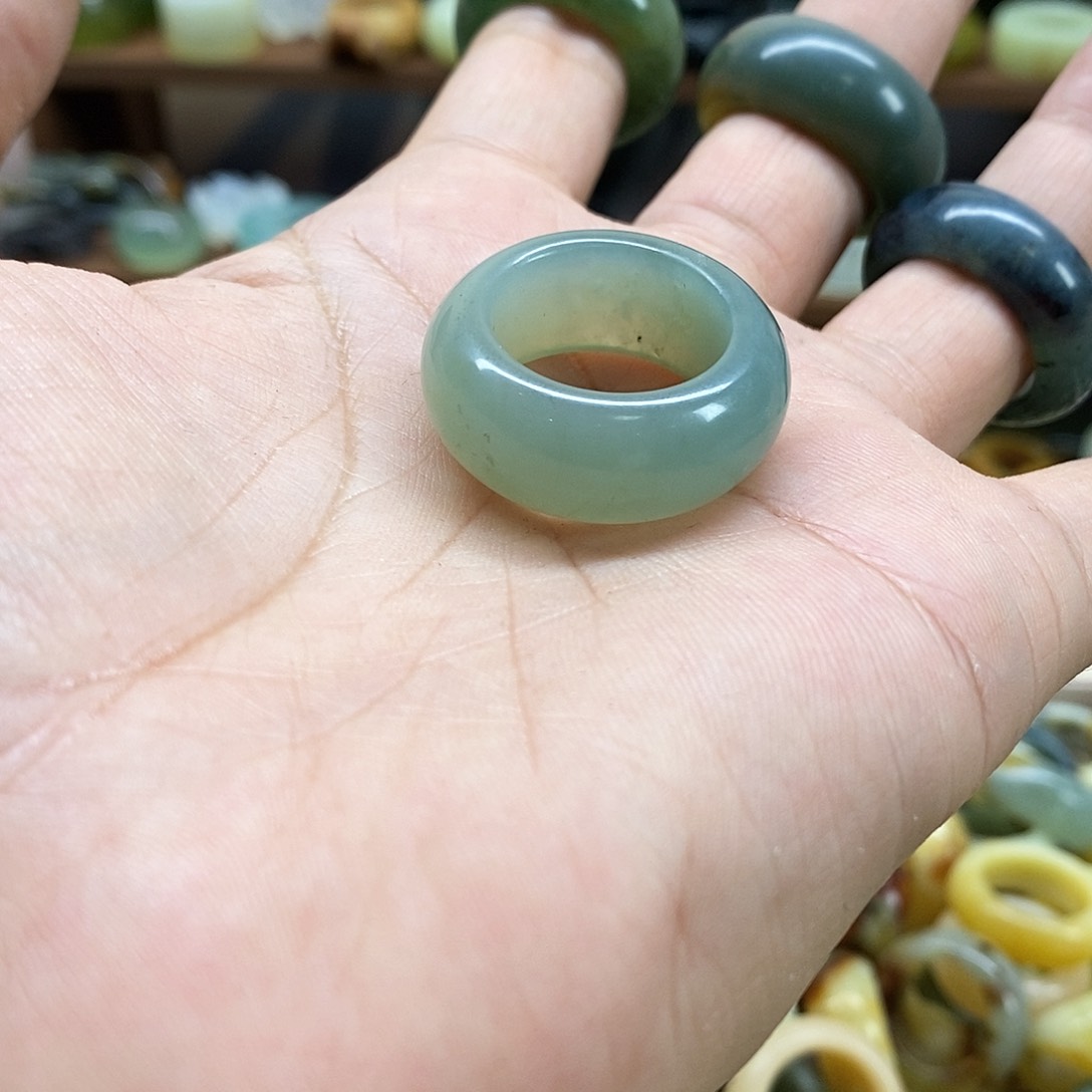 岫玉戒指未镶嵌紫*鱼